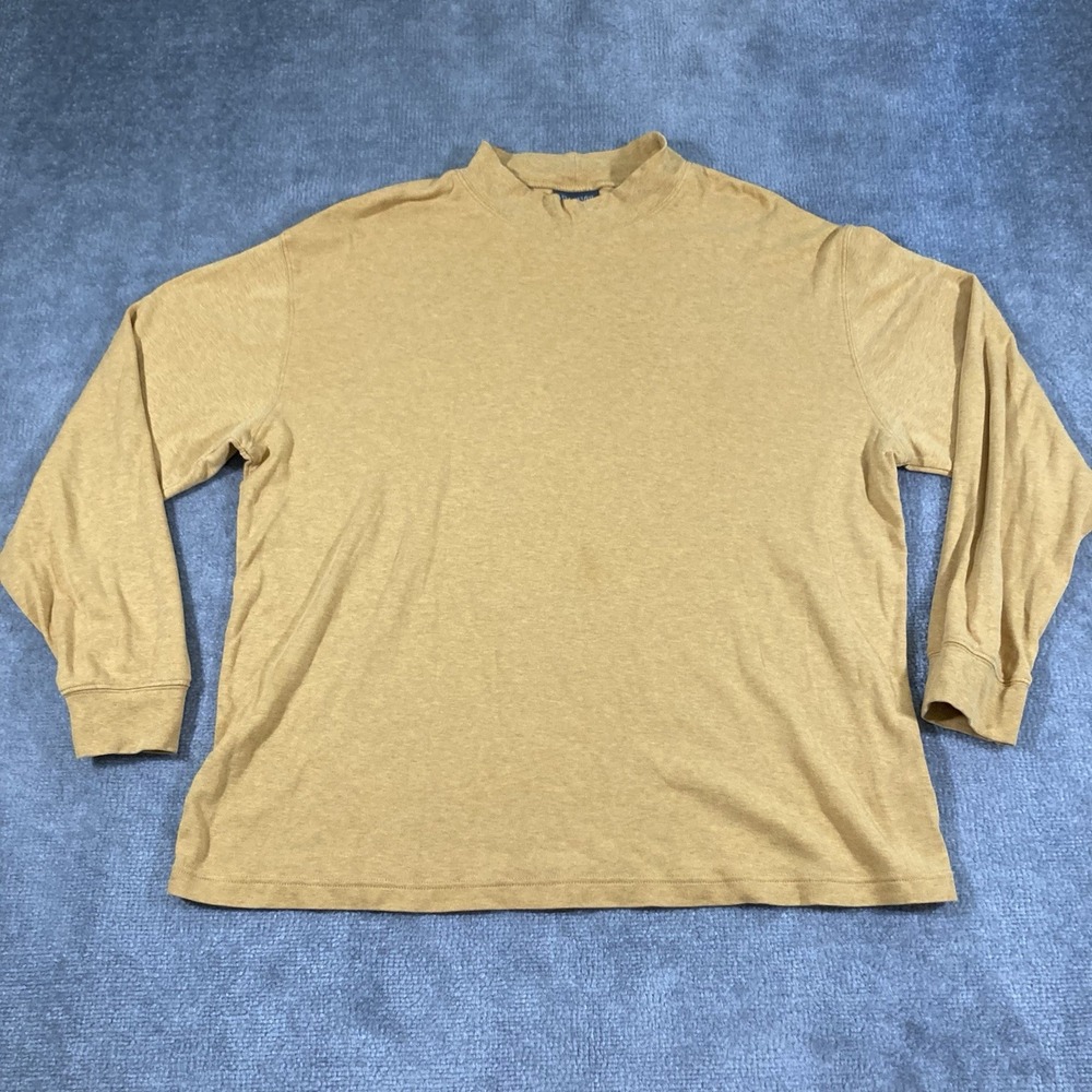 St Johns Bay Shirt Mens XL Yellow Long Sleeve‎ Casual Preppy Mock Neck